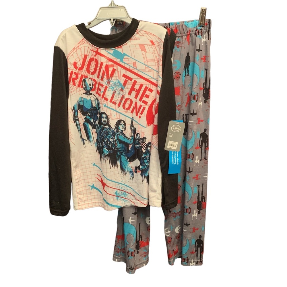 STAR WARS Pajamas Kids Size Disney Store Two Piece Set LS Top Bottoms Size 7 New